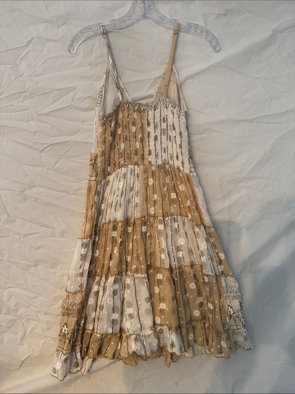 Ananta Festival Bohemian Spaghetti-Strap Dress in Beige and White - Picture 7 of 7